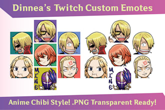 create chibi twitch emote, badge, fanart, portrait or avatar