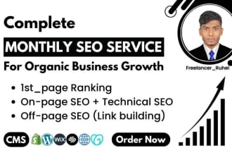 do complete monthly SEO service to increase organic traffic with google ranking