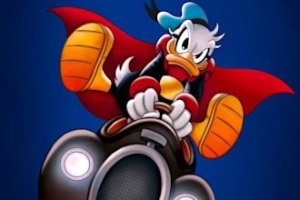 do custom classic disney character design, graphic, vector