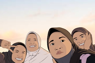 draw you portrait, animal, baby, couple, family portrait in my style