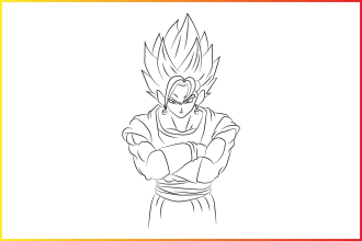 draw  line art anime style half body character