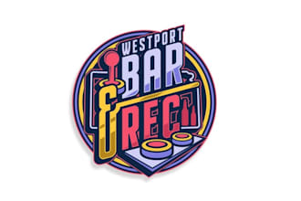 game arcade bar fun colorful retro logo