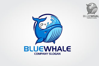 do amazing business blue whale logo for you in 10 hours