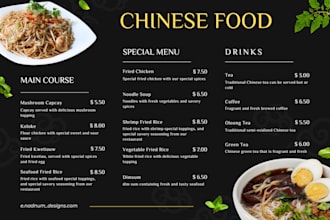 design modern and attractive restaurant  menu