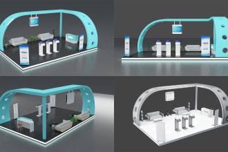 design 3d exhibition stand, trade booth, stall, and kiosk