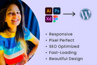 convert PSD, sketch, HTML, wix, or figma to wordpress or figma to elementor