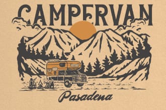 draw vintage outdoor for tshirt design