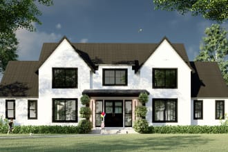 create sketchup 3d model, architectural 3d rendering and house exterior