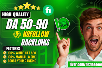 do manual high quality da 50 to 90 nofollow link building off page SEO backlinks