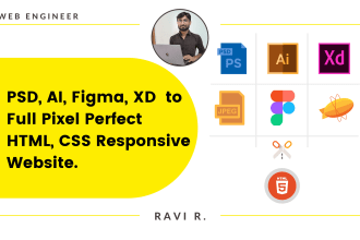 convert figma to HTML, and PSD to HTML CSS website bootstrap 5