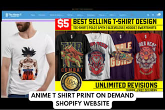 design dynamic manga, anime shopify store clothing print on demand shopify store