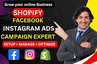 setup shopify facebook ads, campaign, advertising, marketing for your business