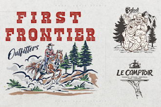 draw vintage western logo and illustration