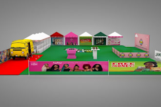 create 3d product launch booth