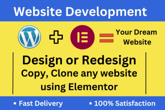 design, develop, clean and modern wordpress website as elementor expert, popup