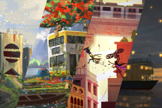 paint landscape environment, concept art, bookcover