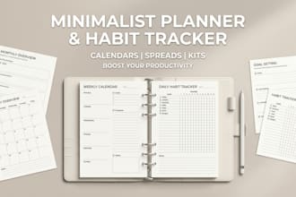 design a minimalist planner, calendar, habit tracker