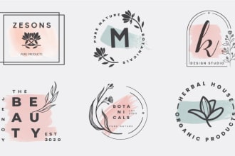 make watercolor feminine floral wedding monogram logo design