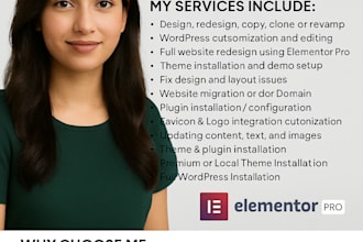 do any wordpress customization or redesign wordpress website with elementer pro