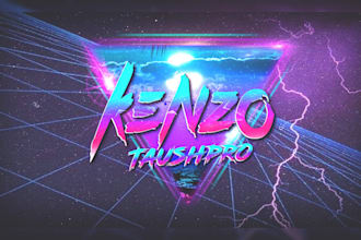 make vintage chrome logo and 80s retro futuristic style art