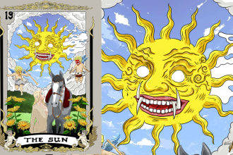 create illustrations of tarot cards and card games for you