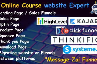 setup online course website on kajabi thinkific click funnels 2 0 gohighlevel