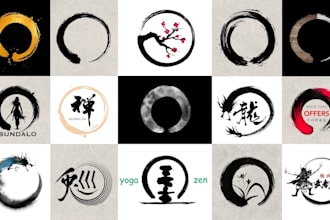 create hand drawn japanese enso logo by brush