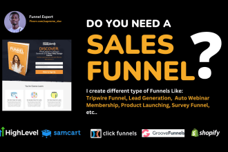 design online course sales funnel in samcart, gohighlevel, thinkific, kajabi