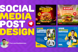 design food menu, instagram post, cleaning service, and social media template