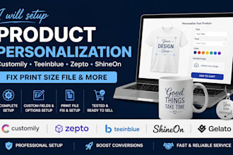 product personalizer using teeinblue customily zepto shineon printfile setup