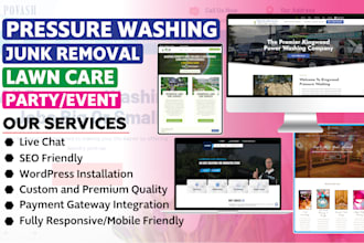 build pressure washing junk removal party event and lawn care website