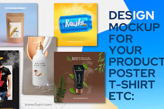 create high quality 3d mockups for all products packaging and labels t shirts
