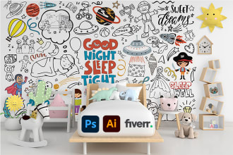 create wall art, amazing mockup, canvas art design, decal, murals, graffiti