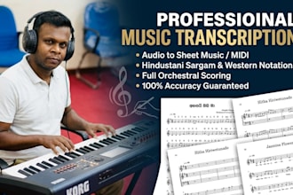 professionally transcribe audio or midi to sheet music
