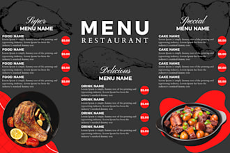 design restaurant menu and food price list