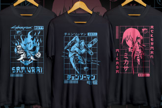 create japanese or anime streetwear style for t shirt