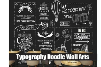 do office, home and restaurant wall art, mural, doodle art