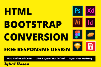 convert figma, PSD and xd to HTML, CSS fully responsive