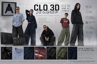 do 3d clothes, renders in clo, pattern exporting