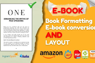 book formatting, ebook, layout design, paperback, and epub