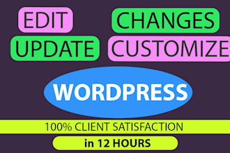 wordpress edit, customize, update and make changes in 6hours