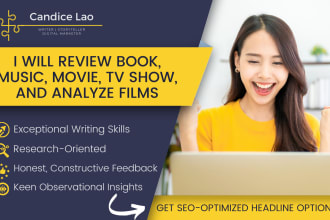 review book, music, movie, TV show, and analyze films