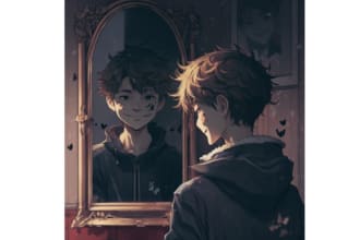 album cover in anime style
