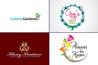 design hand drawn, feminine, floral and watercolor logo