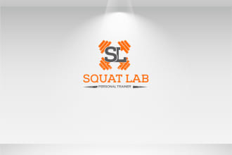 create wonderful fitness gym squat lab logo for your brand