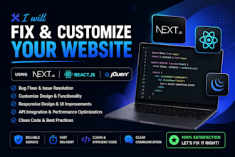 fix and customize your website with nextjs, reactjs, jquery