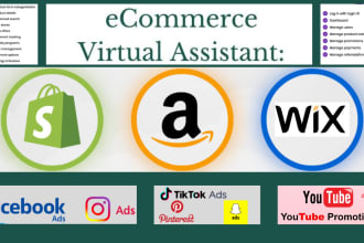 shopify wix amazon fba store virtual assistant wholesales product ppc campaigns