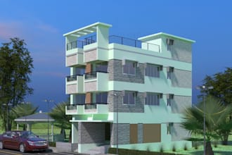 design and render 3d exterior for your house, building