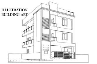 make a illustration line art house or building