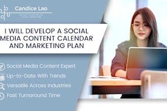 develop a social media content calendar and marketing plan